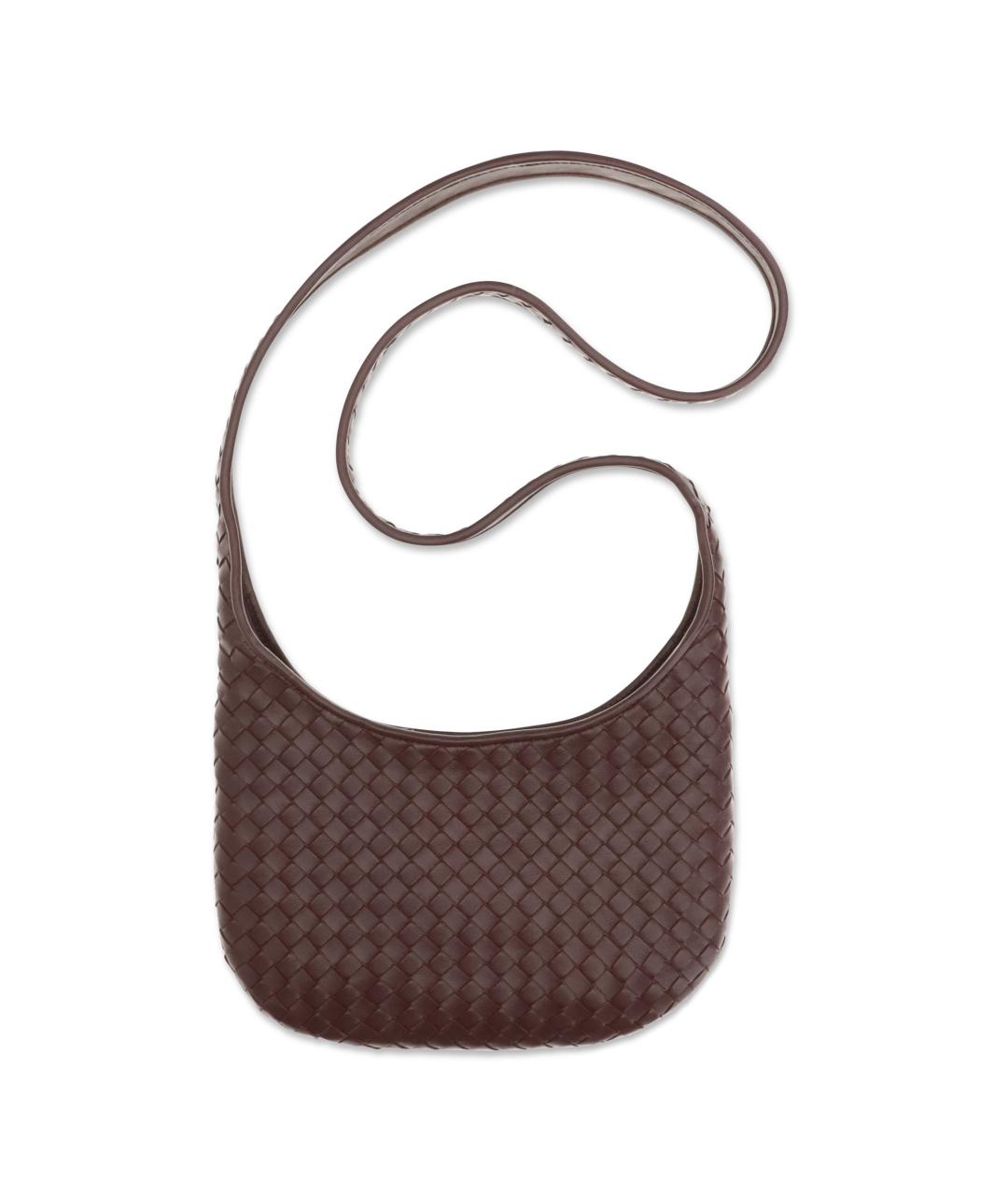 BOTTEGA VENETA Коричневая кожаная сумка на плечо, фото 1