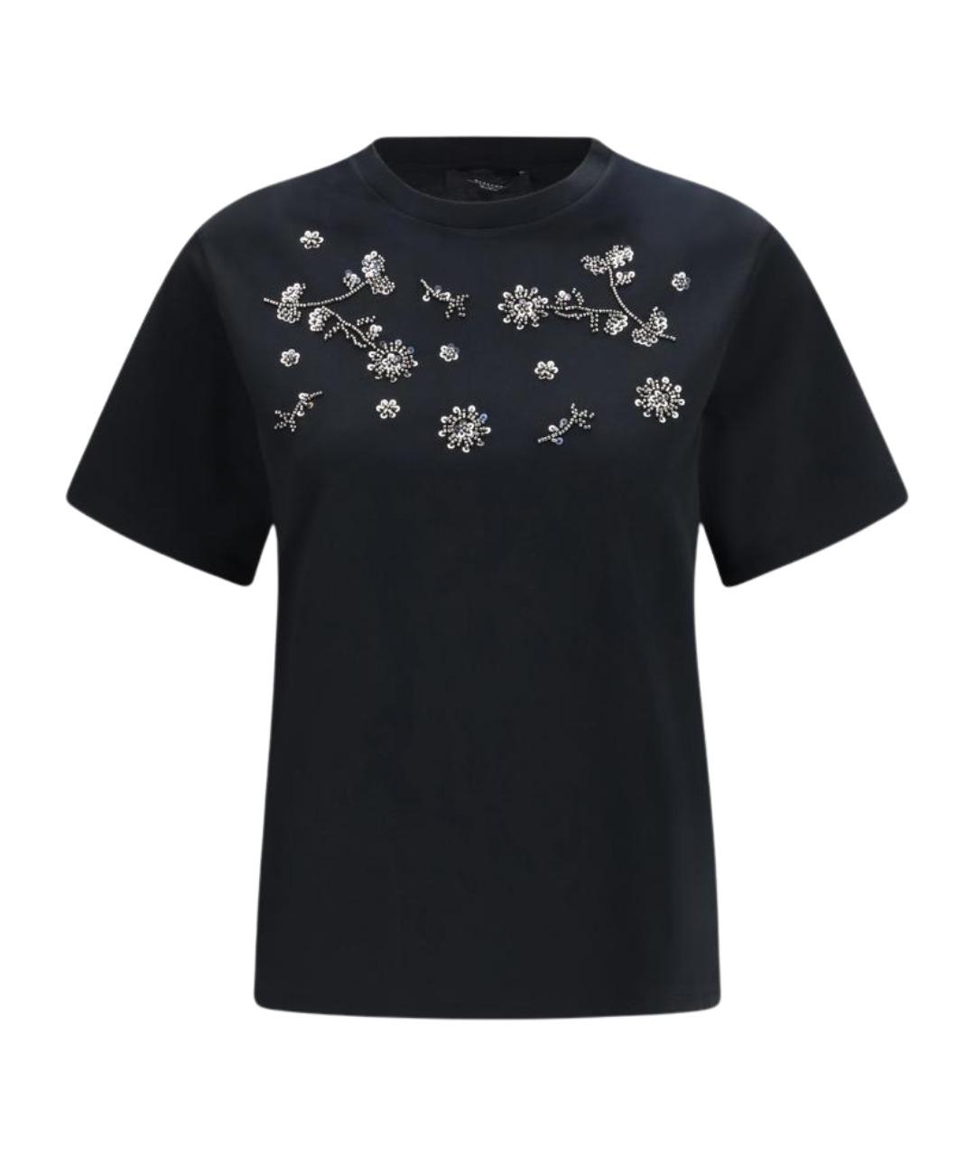 WEEKEND MAX MARA Черная хлопковая футболка, фото 1