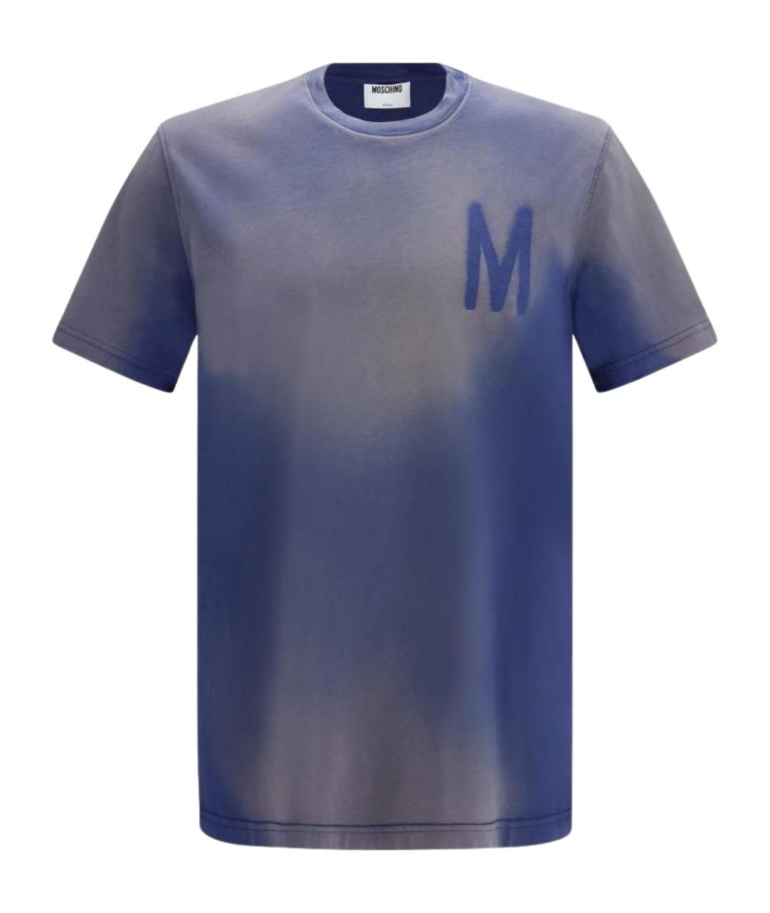 MOSCHINO Синяя хлопковая футболка, фото 1