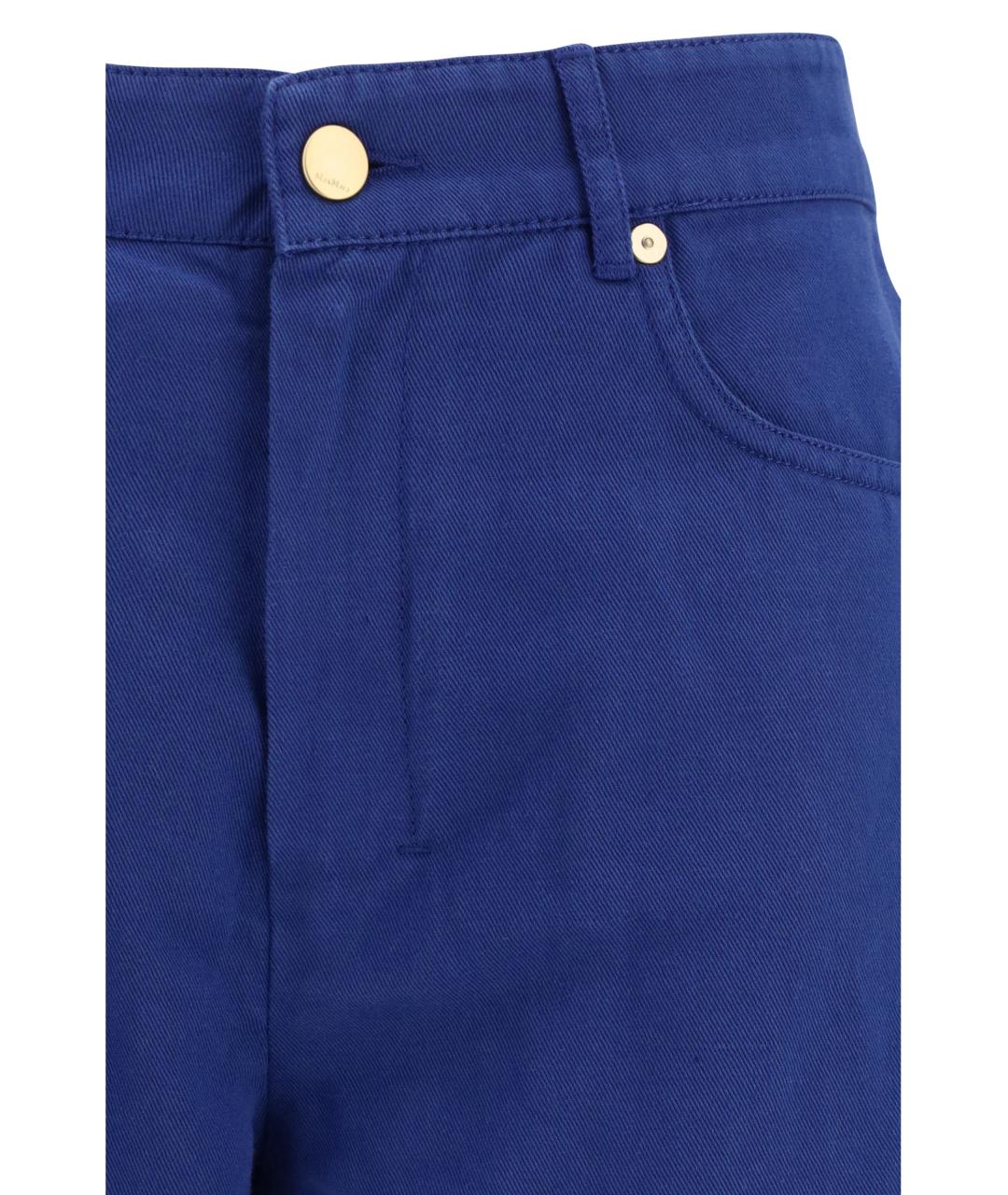 'S MAX MARA Синие хлопковые прямые брюки, фото 3