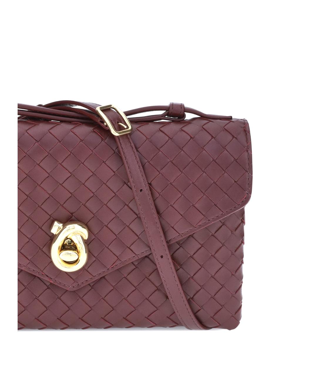 BOTTEGA VENETA Бордовая кожаная сумка через плечо, фото 4