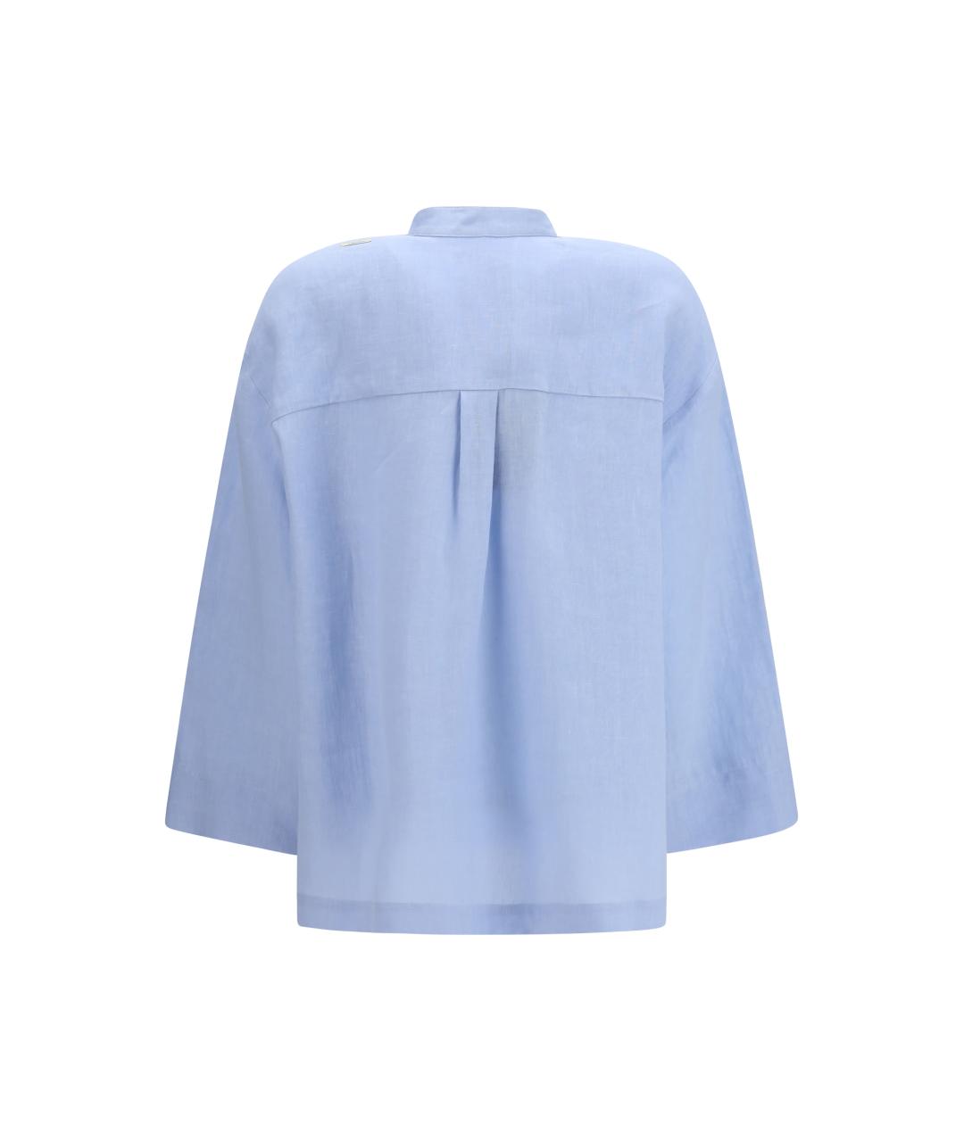 'S MAX MARA Голубая льняная рубашка, фото 2