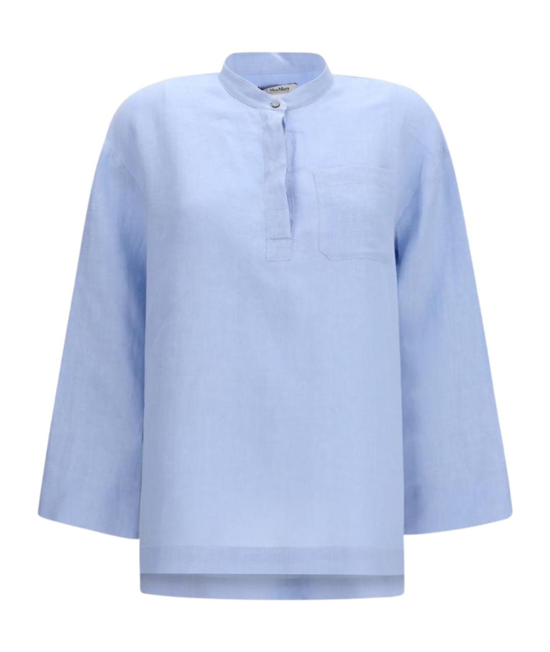 'S MAX MARA Голубая льняная рубашка, фото 1