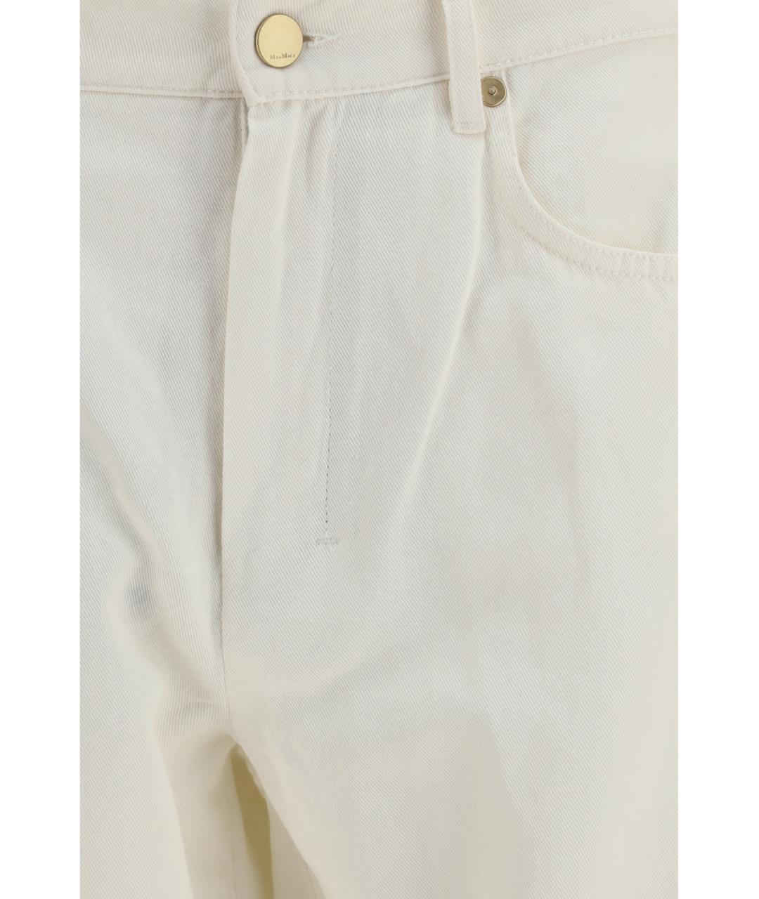 'S MAX MARA Белые хлопковые прямые брюки, фото 3