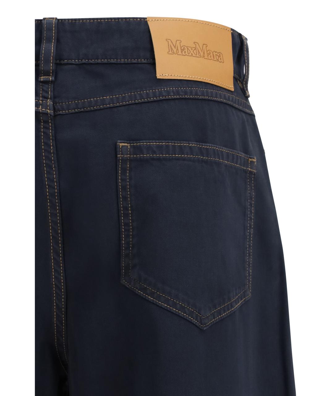 MAX MARA STUDIO Темно-синие хлопковые прямые джинсы, фото 3