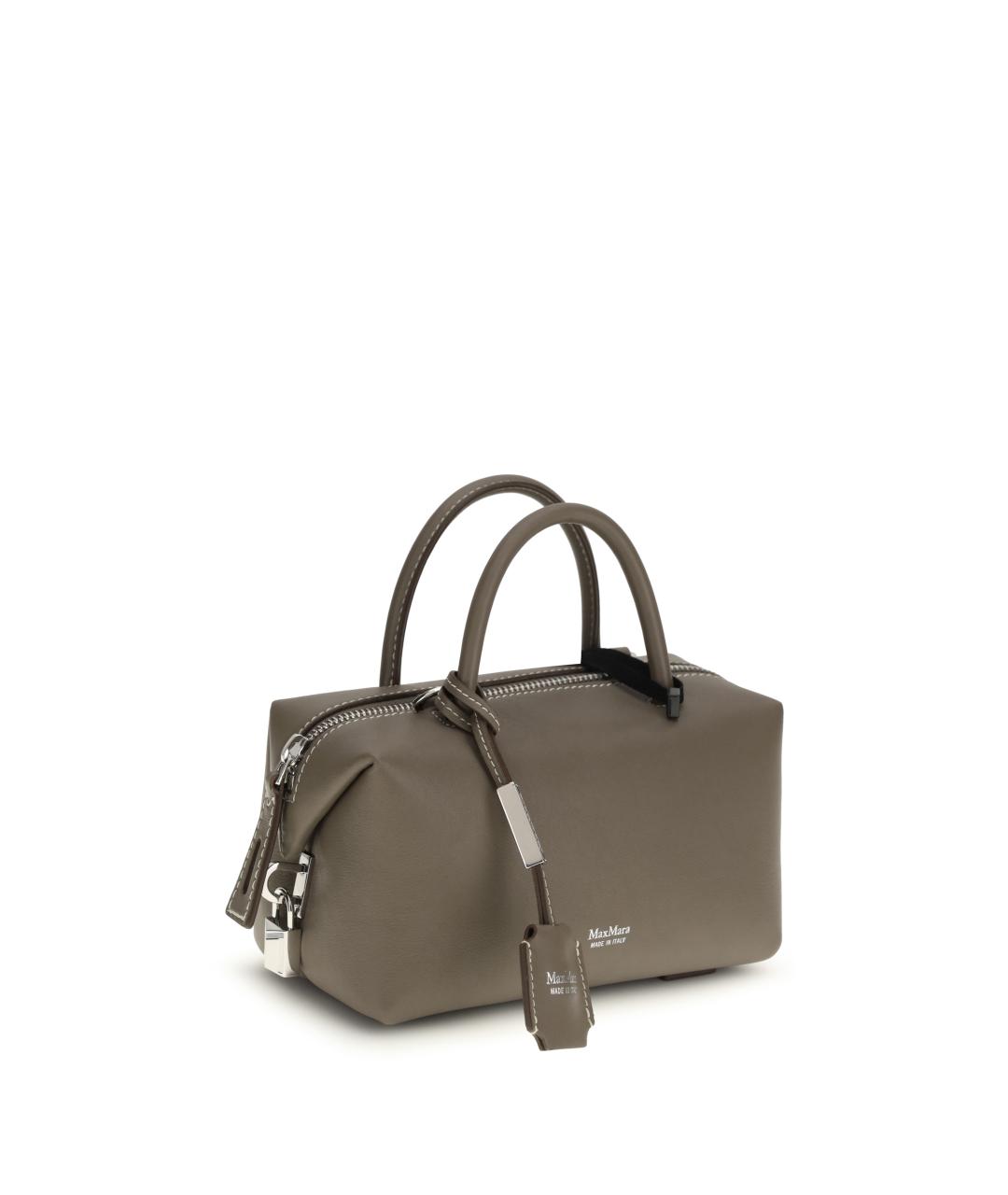 MAX MARA Серая кожаная сумка через плечо, фото 2