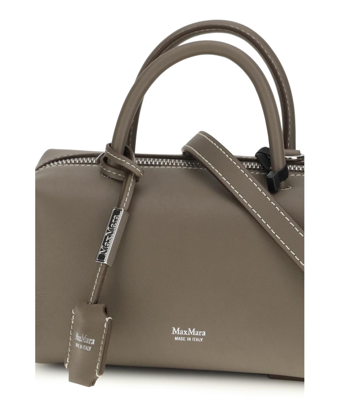 MAX MARA Серая кожаная сумка через плечо, фото 4