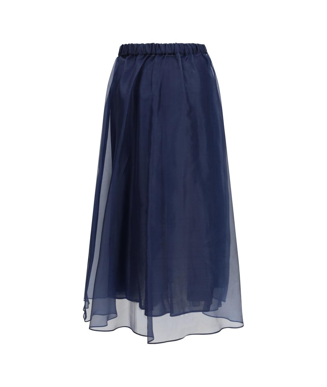 WEEKEND MAX MARA Синяя хлопковая юбка миди, фото 2