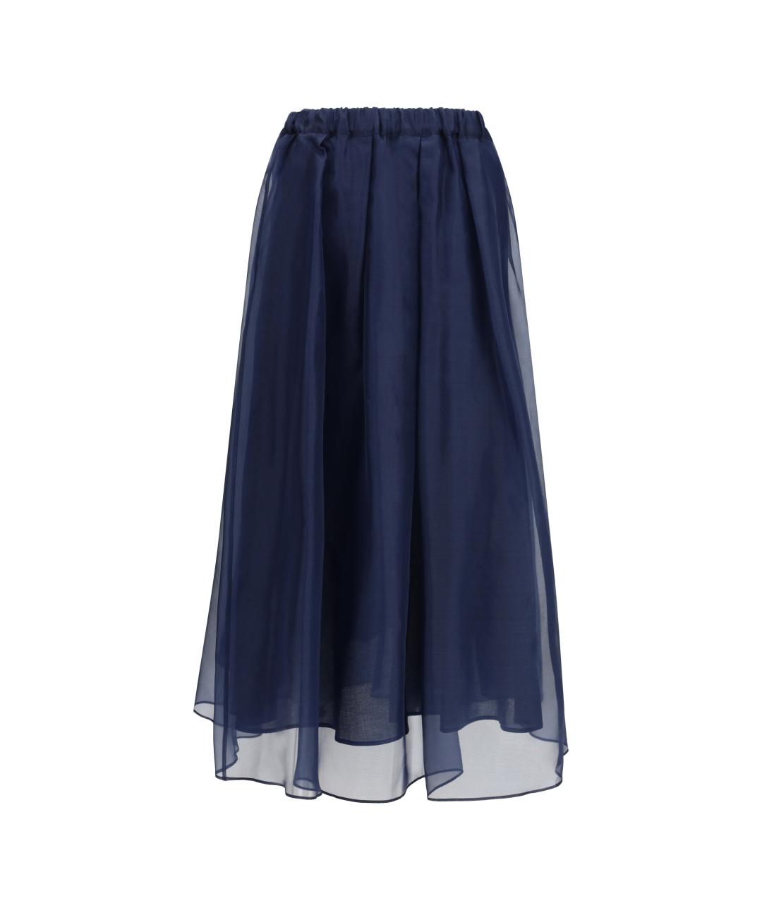 WEEKEND MAX MARA Синяя хлопковая юбка миди, фото 1