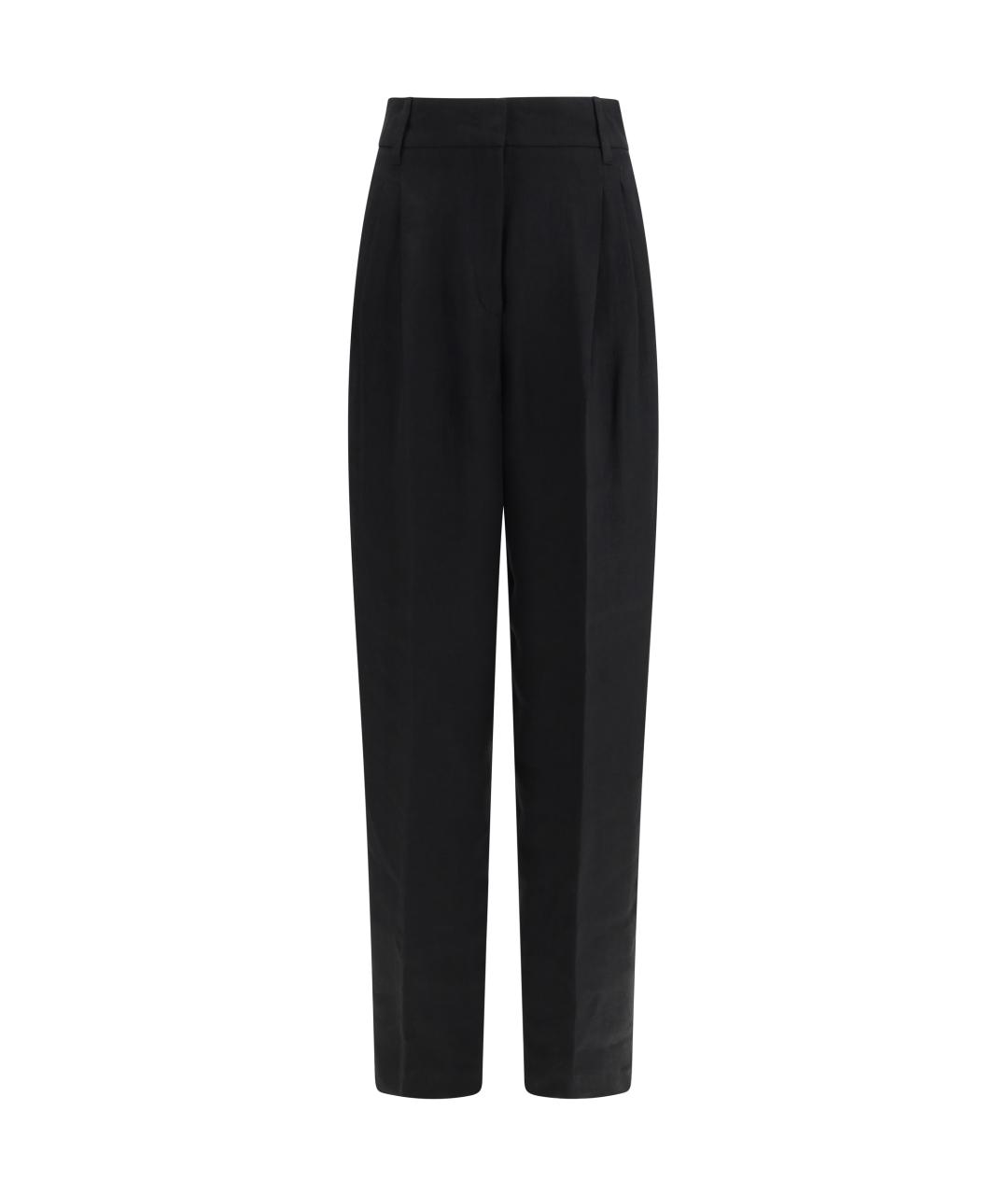 MAX MARA STUDIO Черные льняные прямые брюки, фото 1