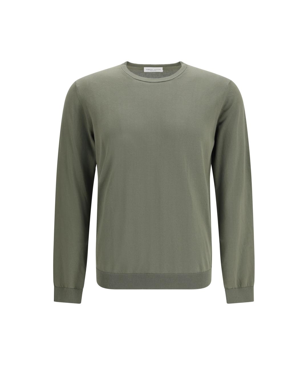 ROBERTO COLLINA Хаки хлопковый джемпер / свитер, фото 1