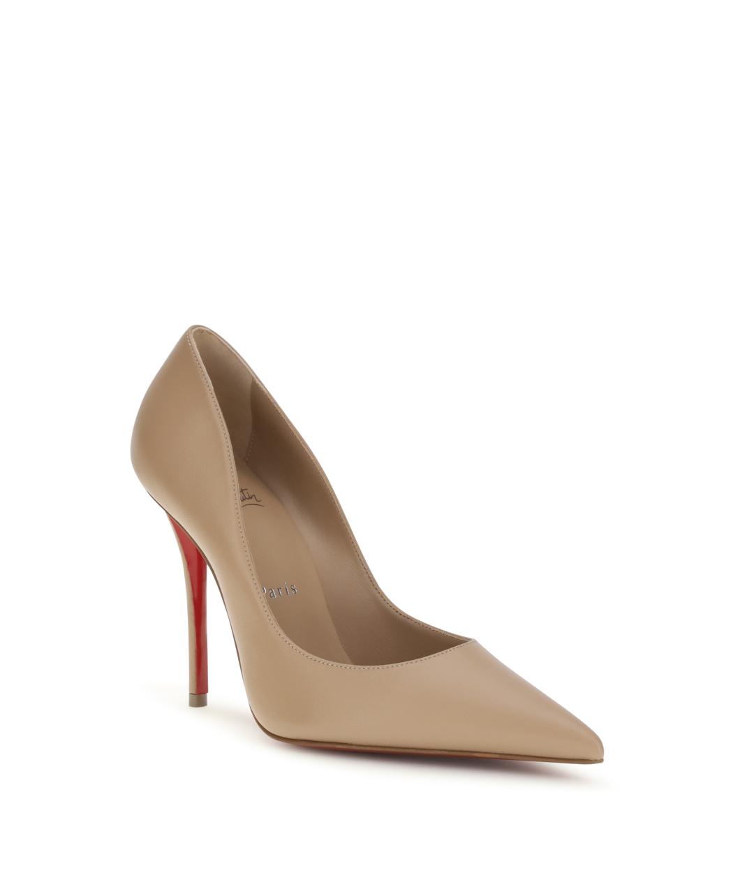 CHRISTIAN LOUBOUTIN Бежевые кожаные туфли, фото 2