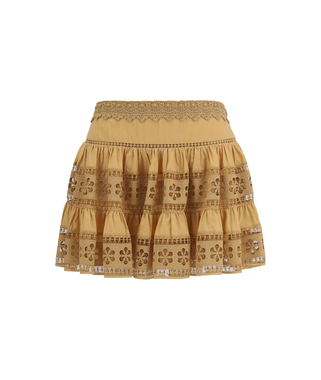 CHARO RUIZ Коричневая хлопковая юбка мини, фото 1