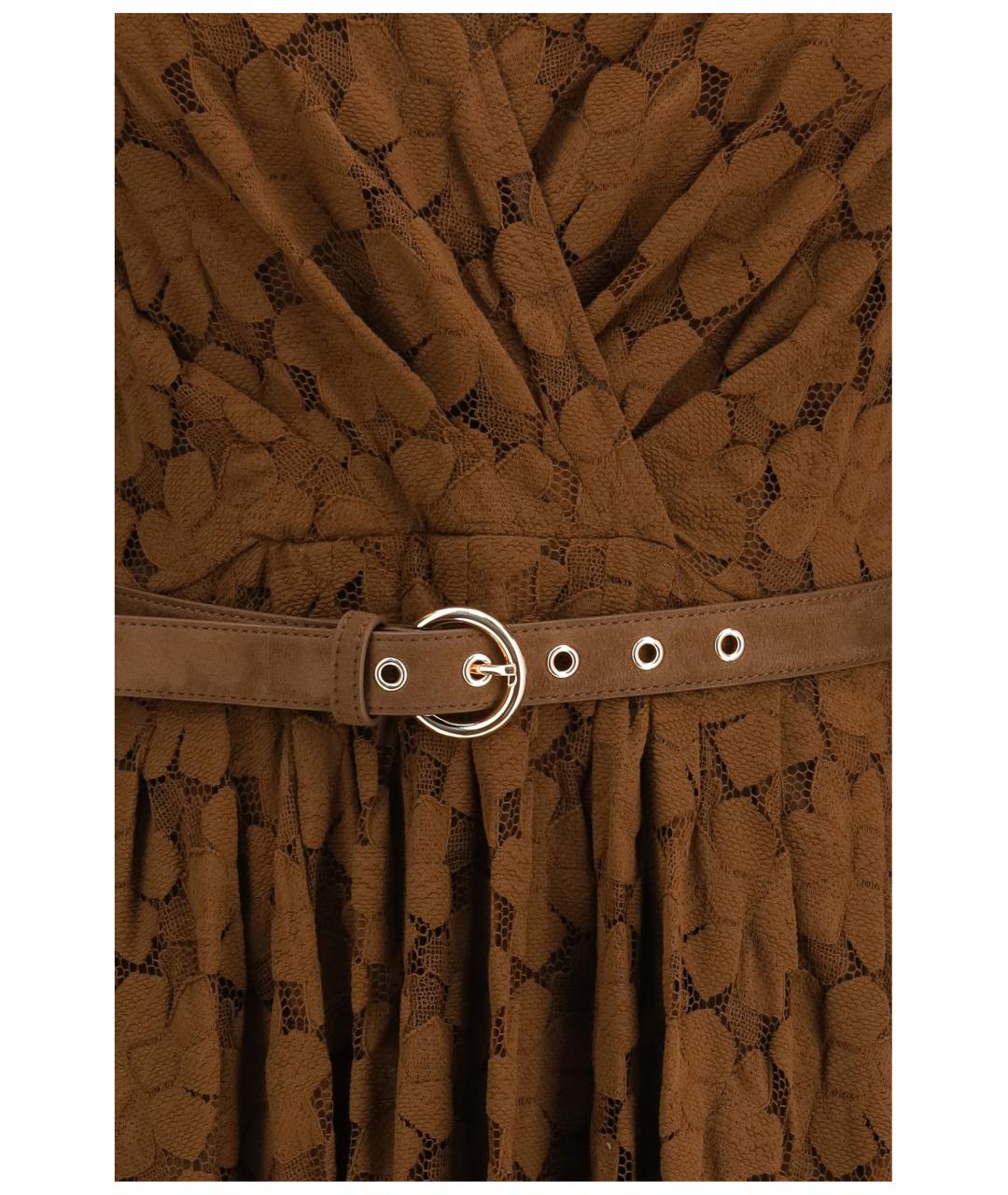 MAX MARA STUDIO Коричневое полиамидовое повседневное платье, фото 3