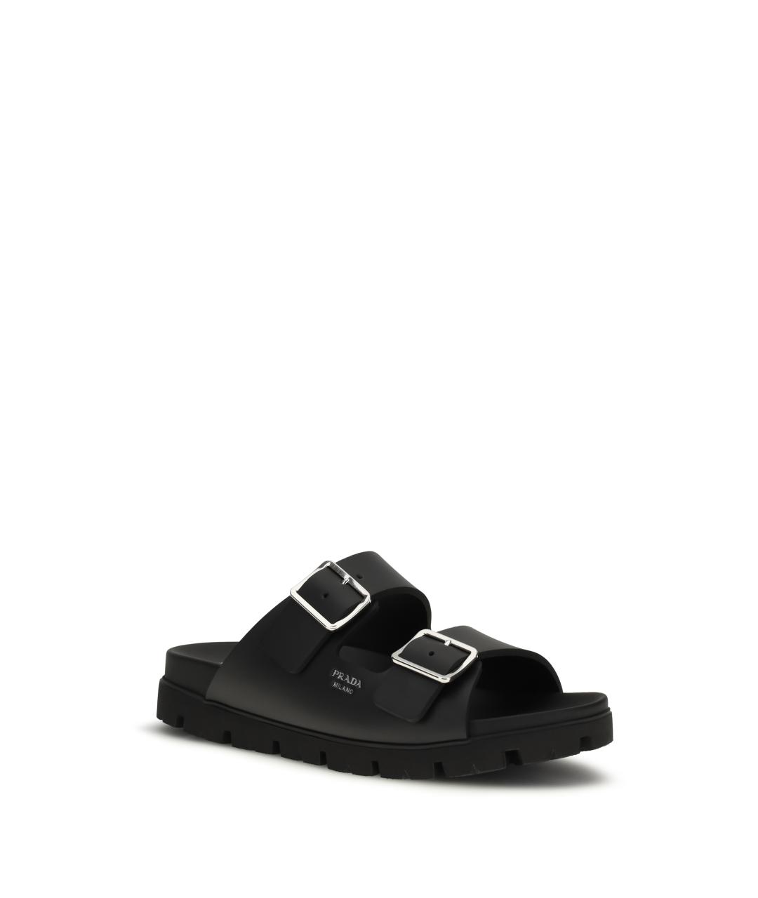 PRADA Черные кожаные сандалии, фото 2