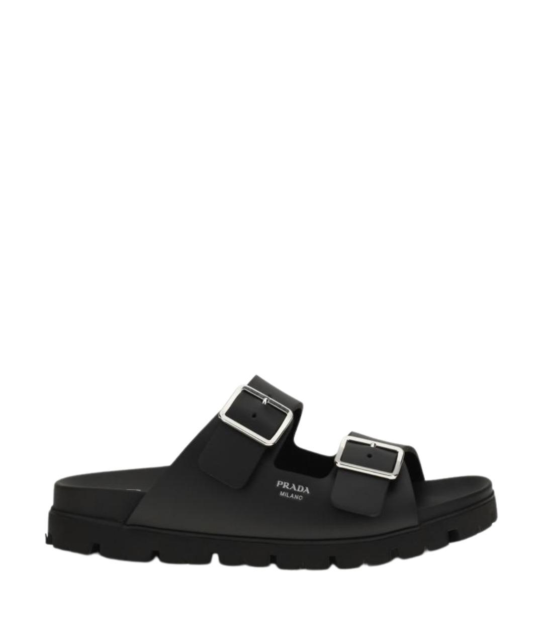 PRADA Черные кожаные сандалии, фото 1