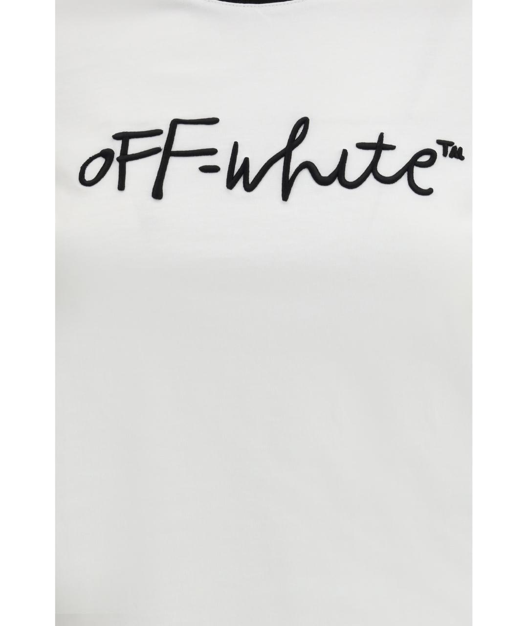 OFF-WHITE Белая хлопковая футболка, фото 3
