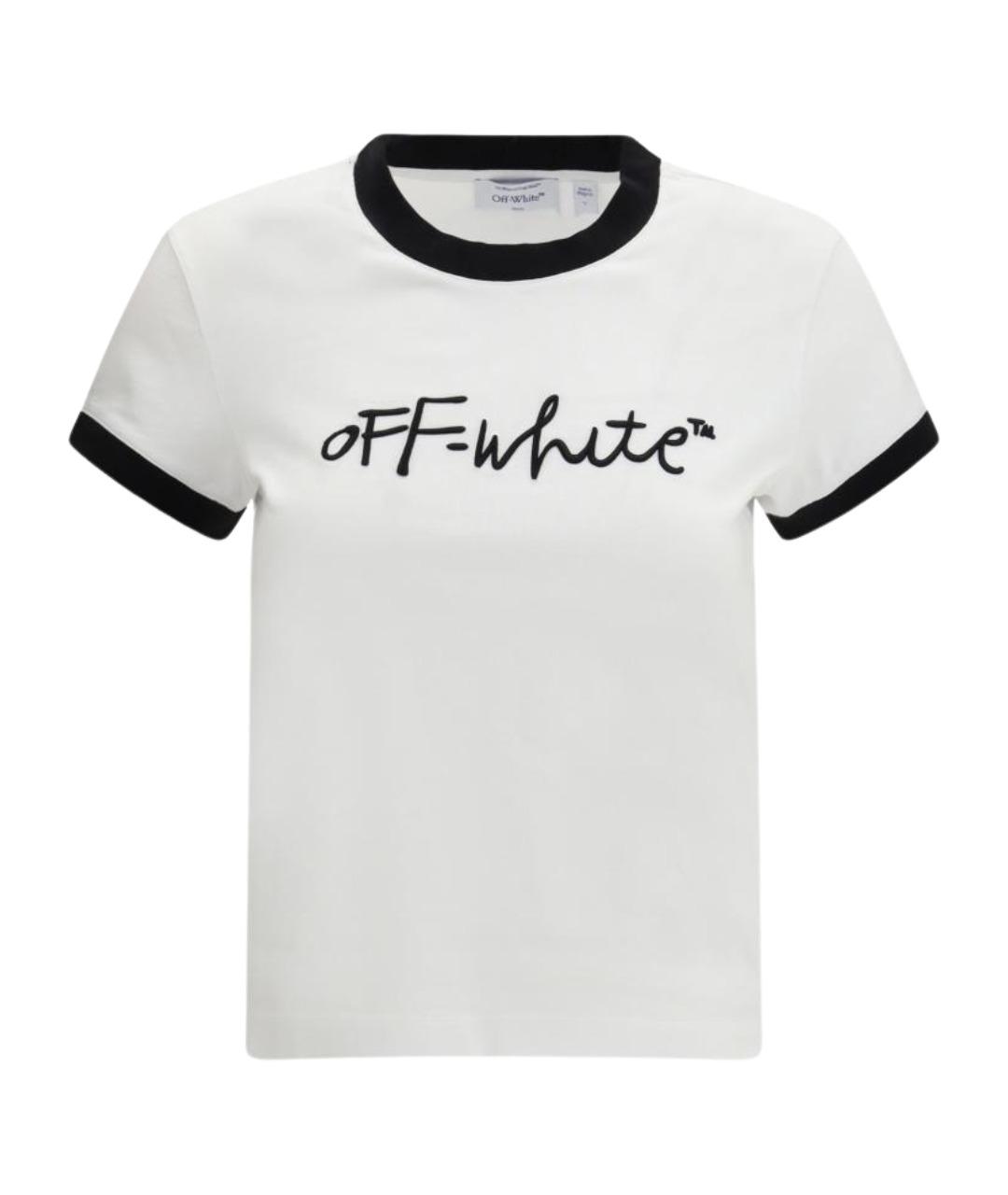 OFF-WHITE Белая хлопковая футболка, фото 1