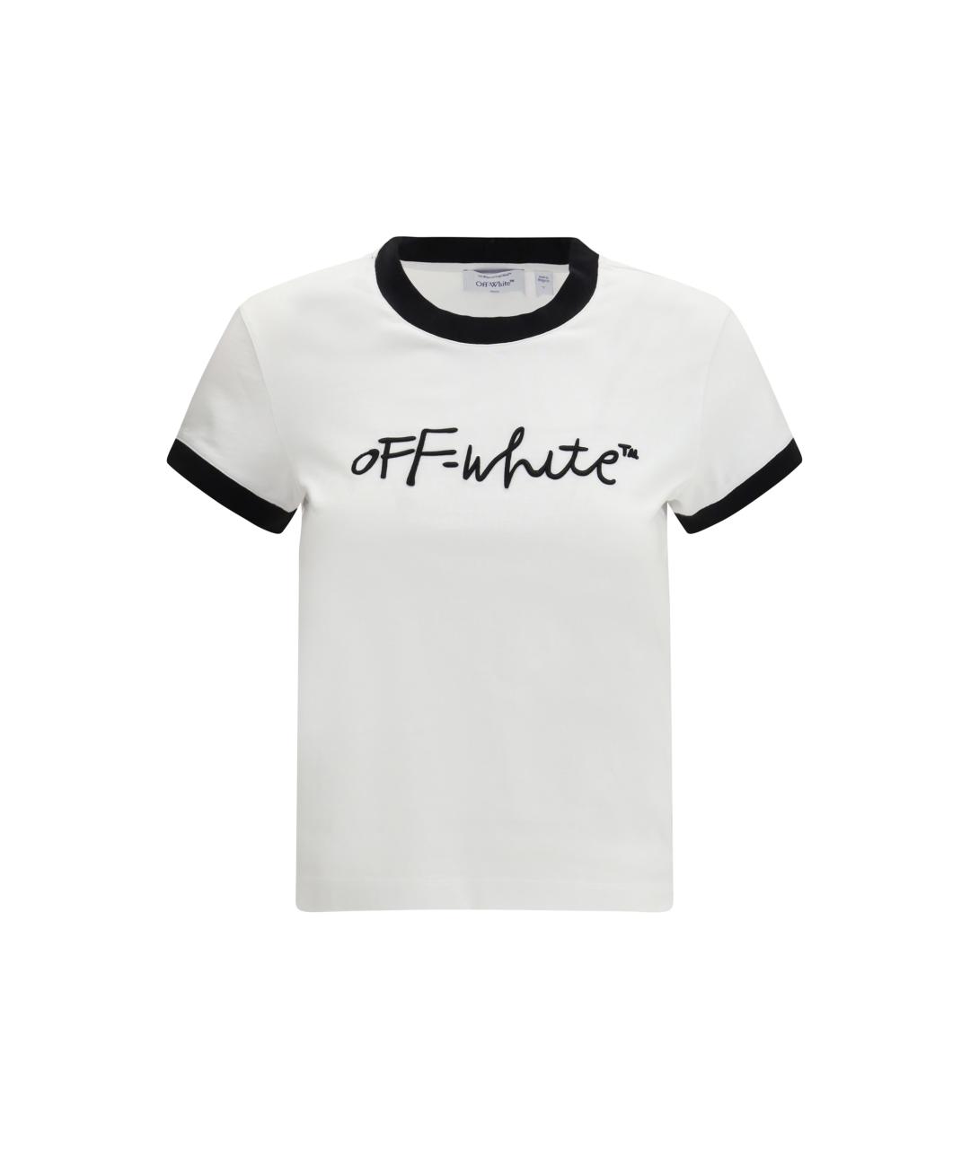 OFF-WHITE Белая хлопковая футболка, фото 4