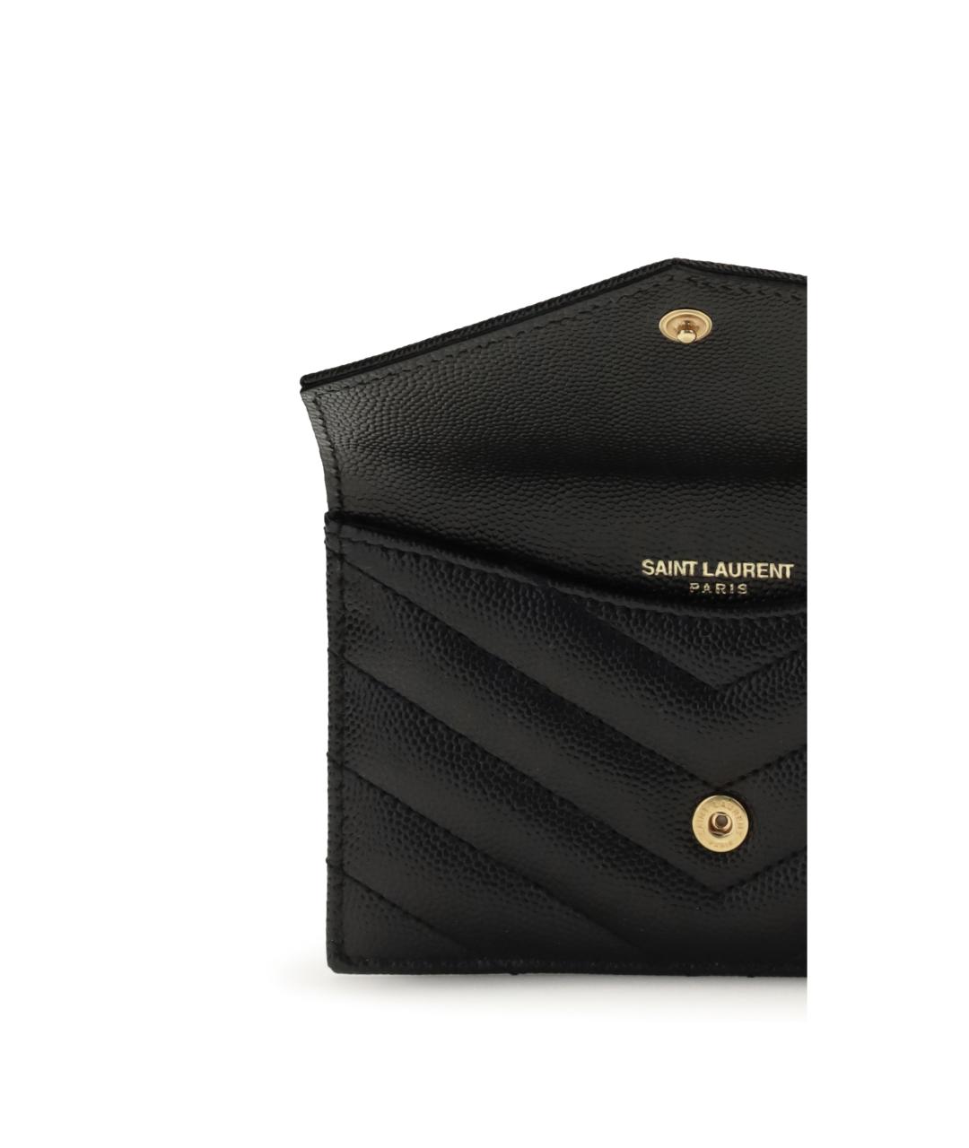SAINT LAURENT Черный кожаный кардхолдер, фото 3