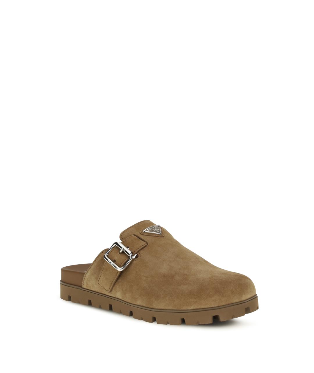 PRADA Коричневые замшевые шлепанцы, фото 2