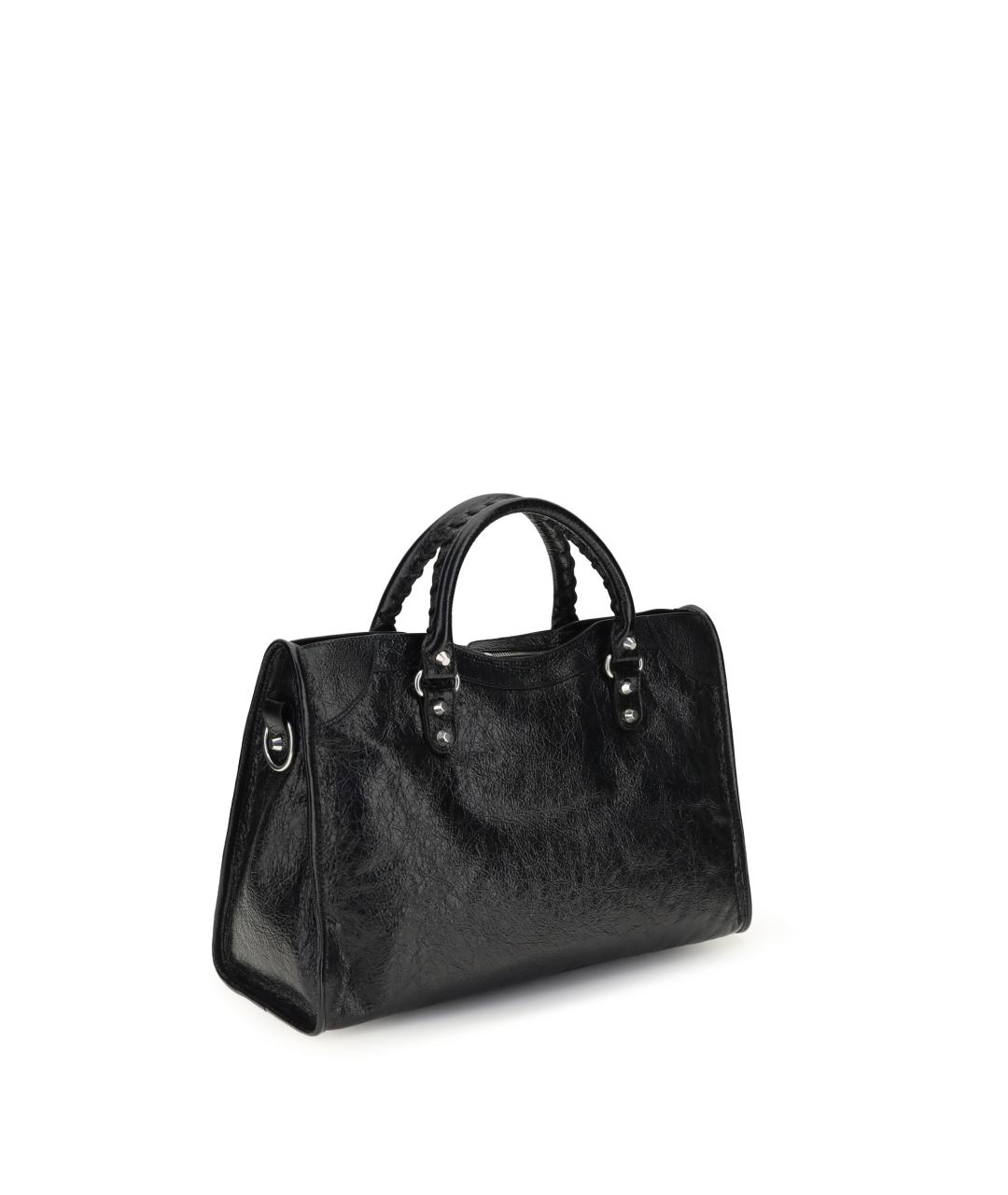 BALENCIAGA Черная кожаная сумка тоут, фото 3