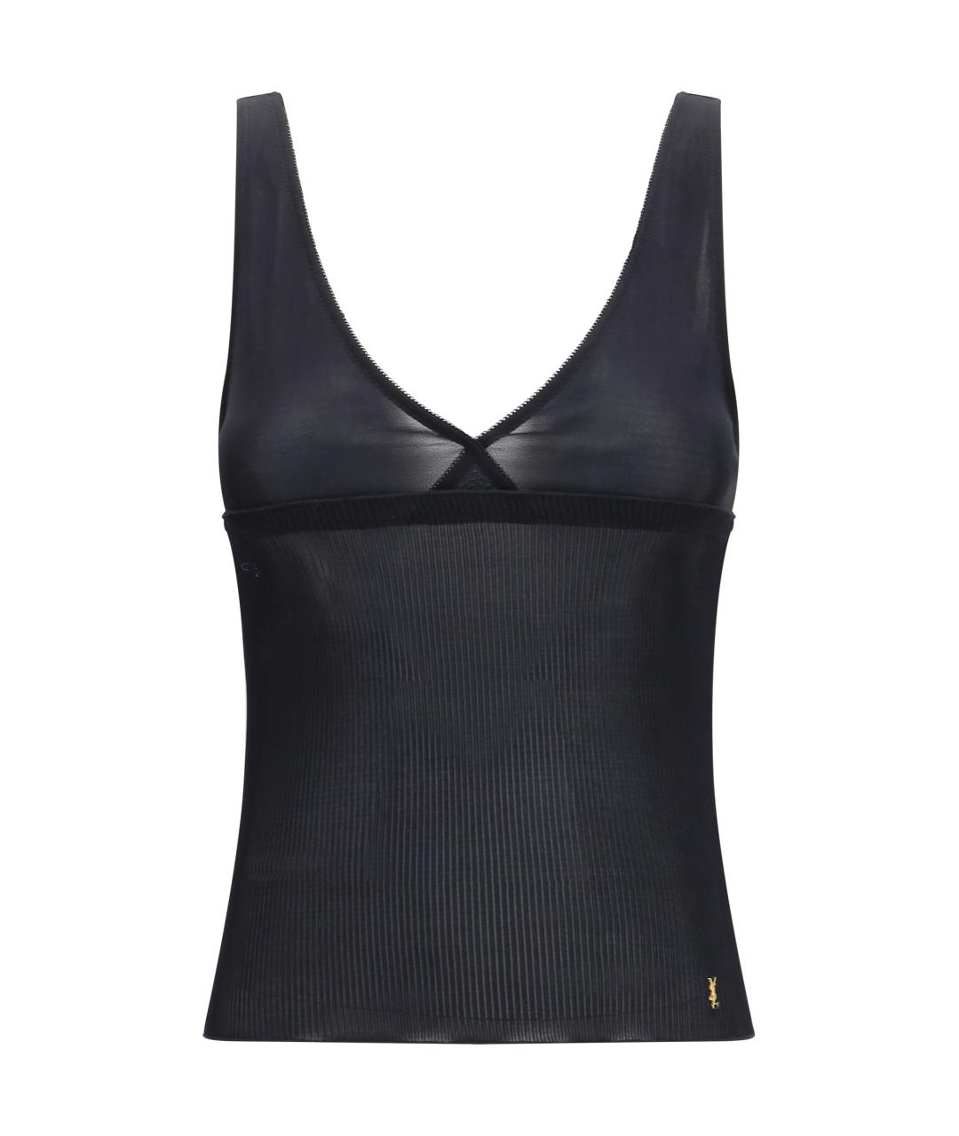 SAINT LAURENT Черная шелковая майка, фото 1