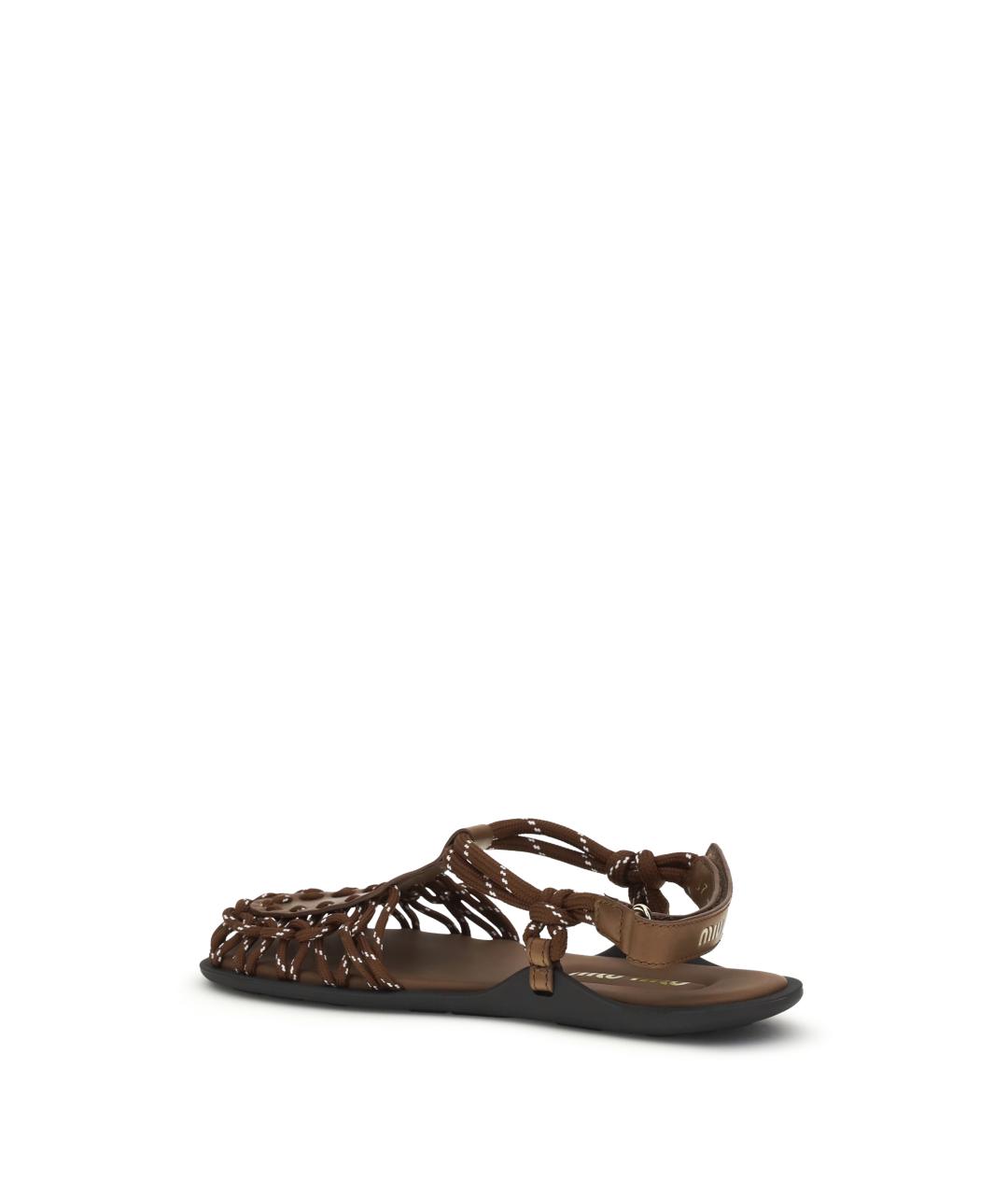 MIU MIU Коричневые кожаные сандалии, фото 3