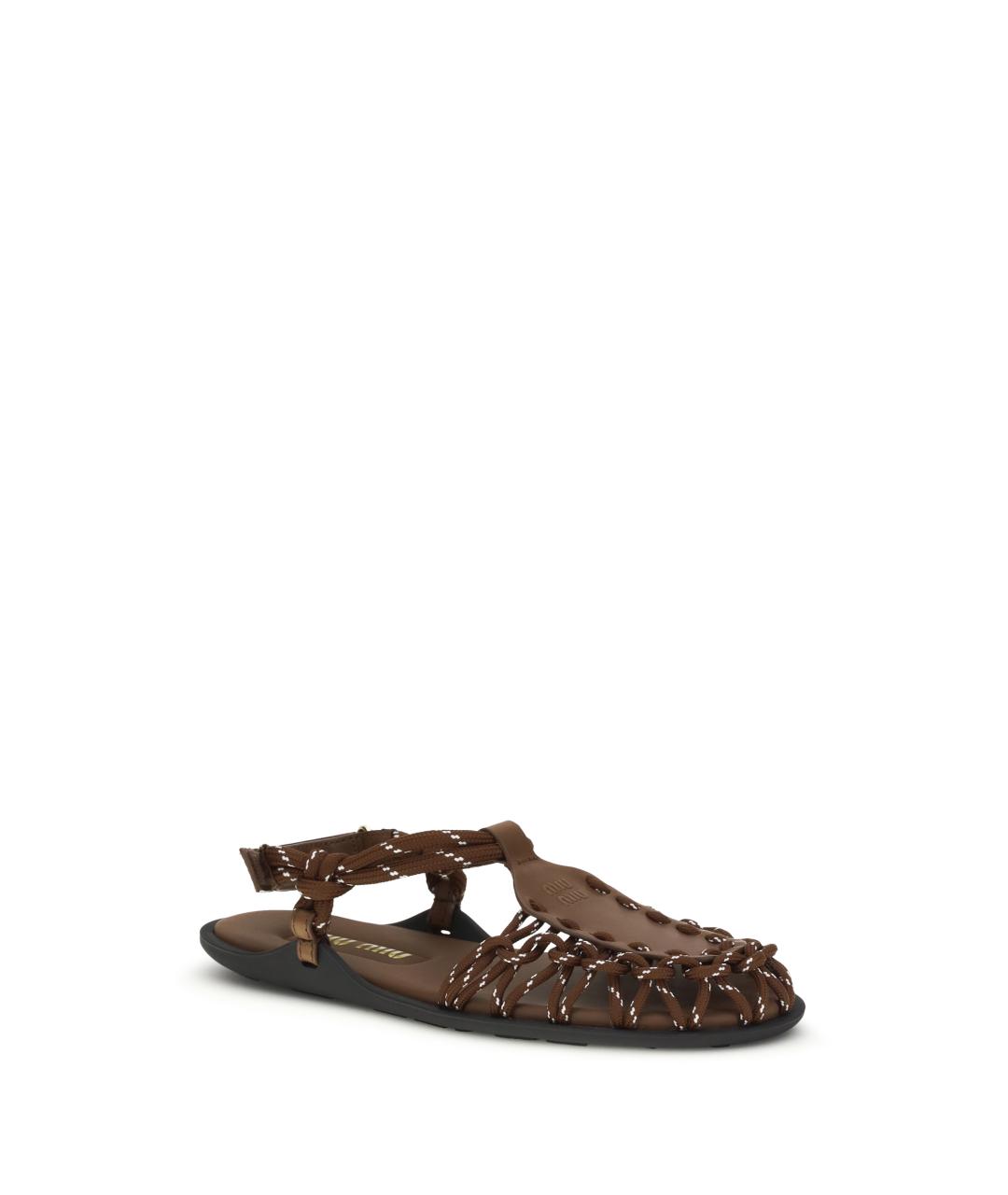 MIU MIU Коричневые кожаные сандалии, фото 2