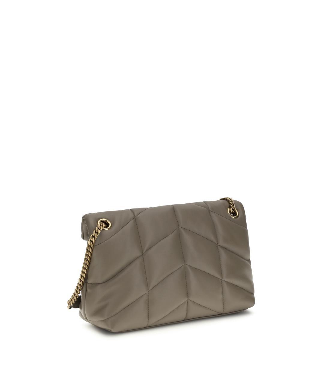 SAINT LAURENT Бежевая кожаная сумка через плечо, фото 3