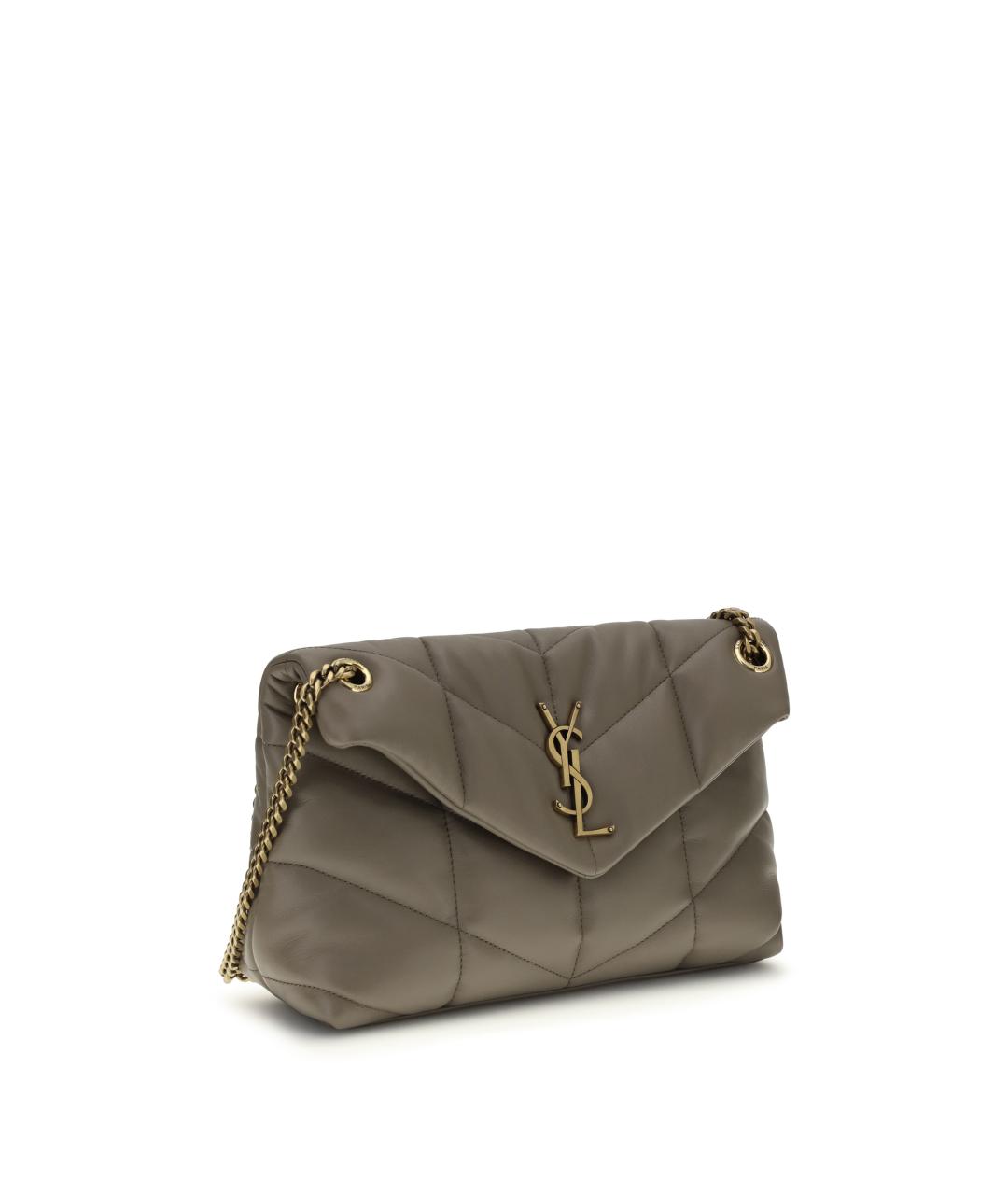 SAINT LAURENT Бежевая кожаная сумка через плечо, фото 2