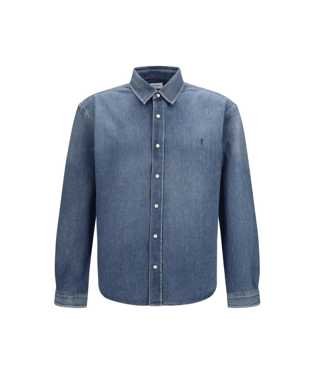 SAINT LAURENT Синяя хлопковая кэжуал рубашка, фото 1