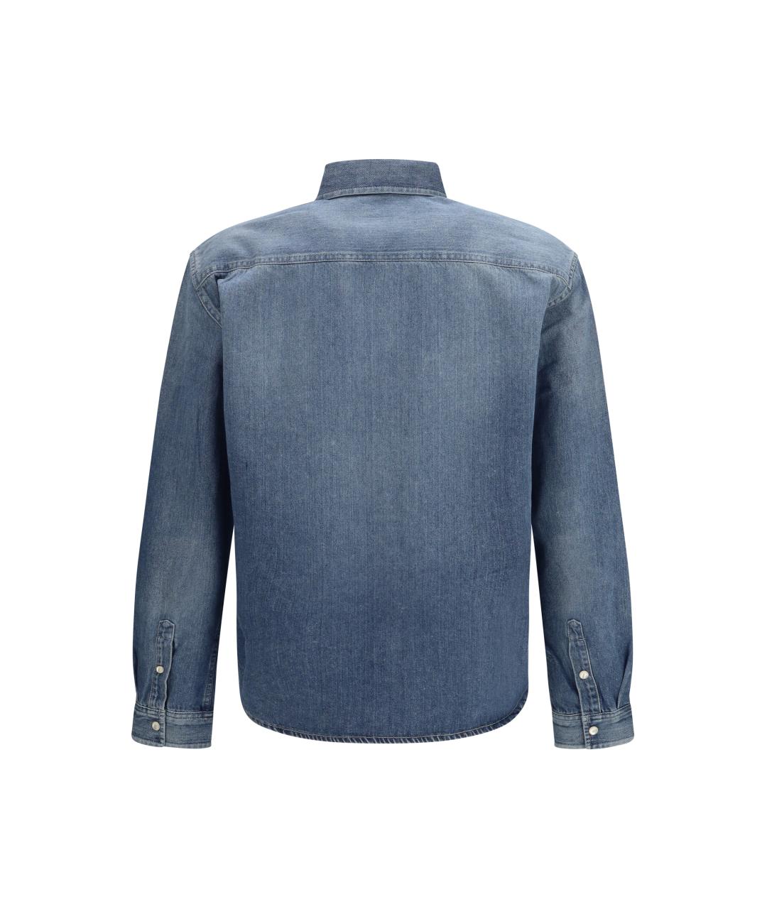 SAINT LAURENT Синяя хлопковая кэжуал рубашка, фото 2