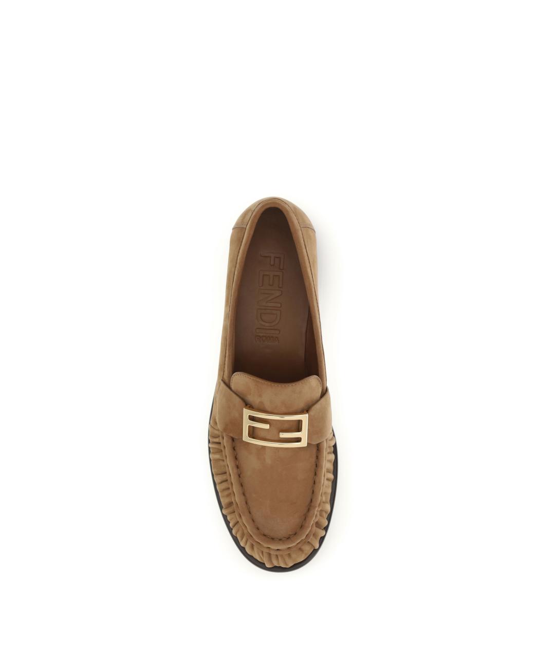 FENDI Коричневые замшевые лоферы, фото 4