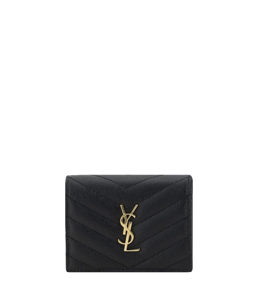 SAINT LAURENT Черный кожаный кошелек, фото 1