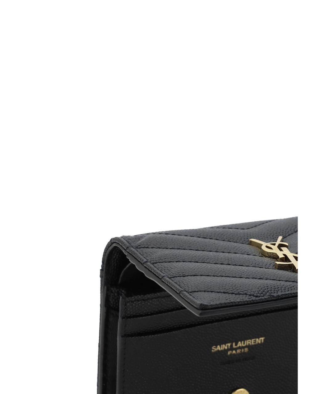 SAINT LAURENT Черный кожаный кошелек, фото 3