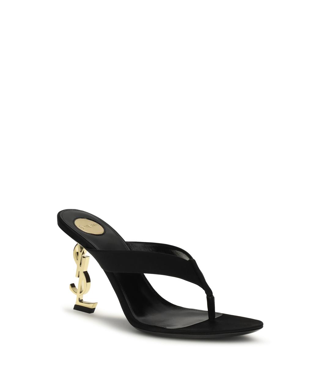 SAINT LAURENT Черные текстильные мюли, фото 2