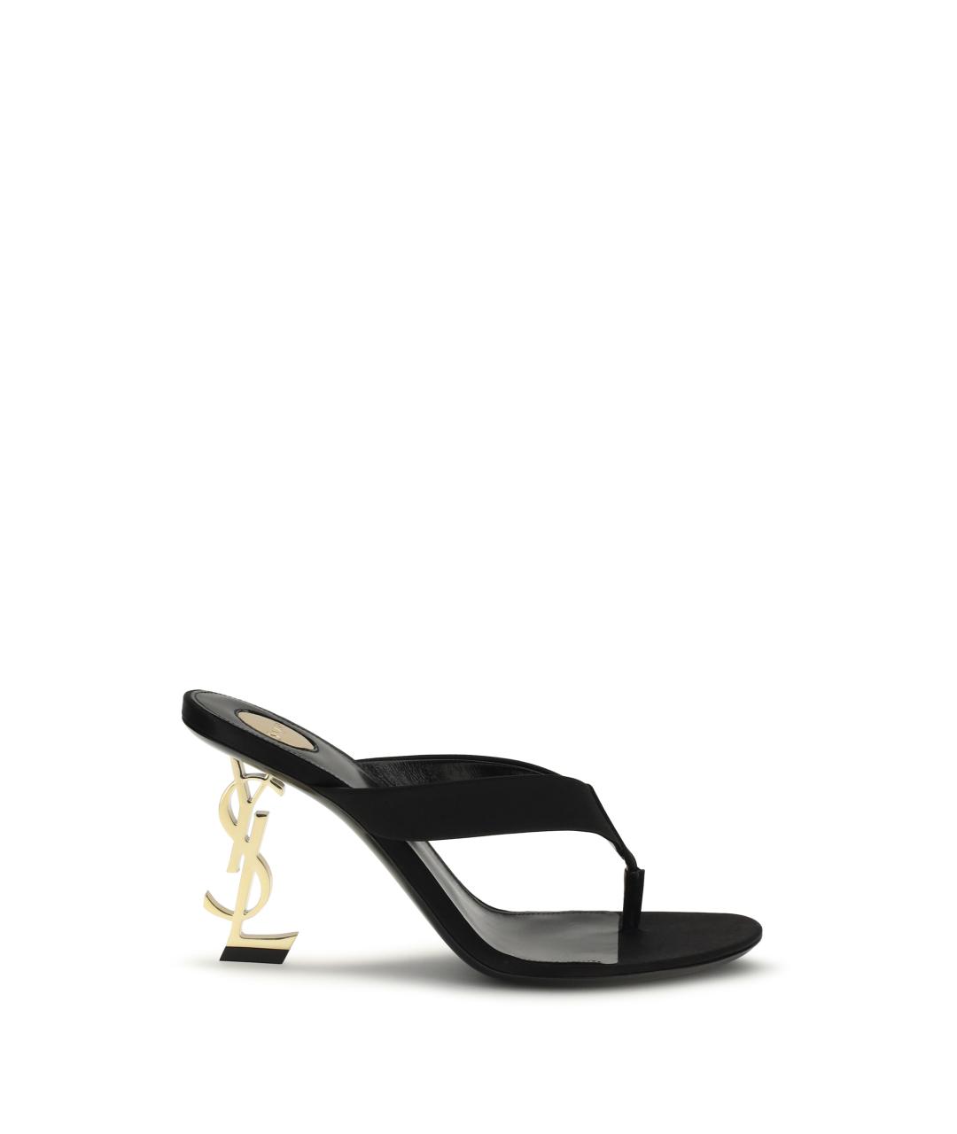 SAINT LAURENT Черные текстильные мюли, фото 1