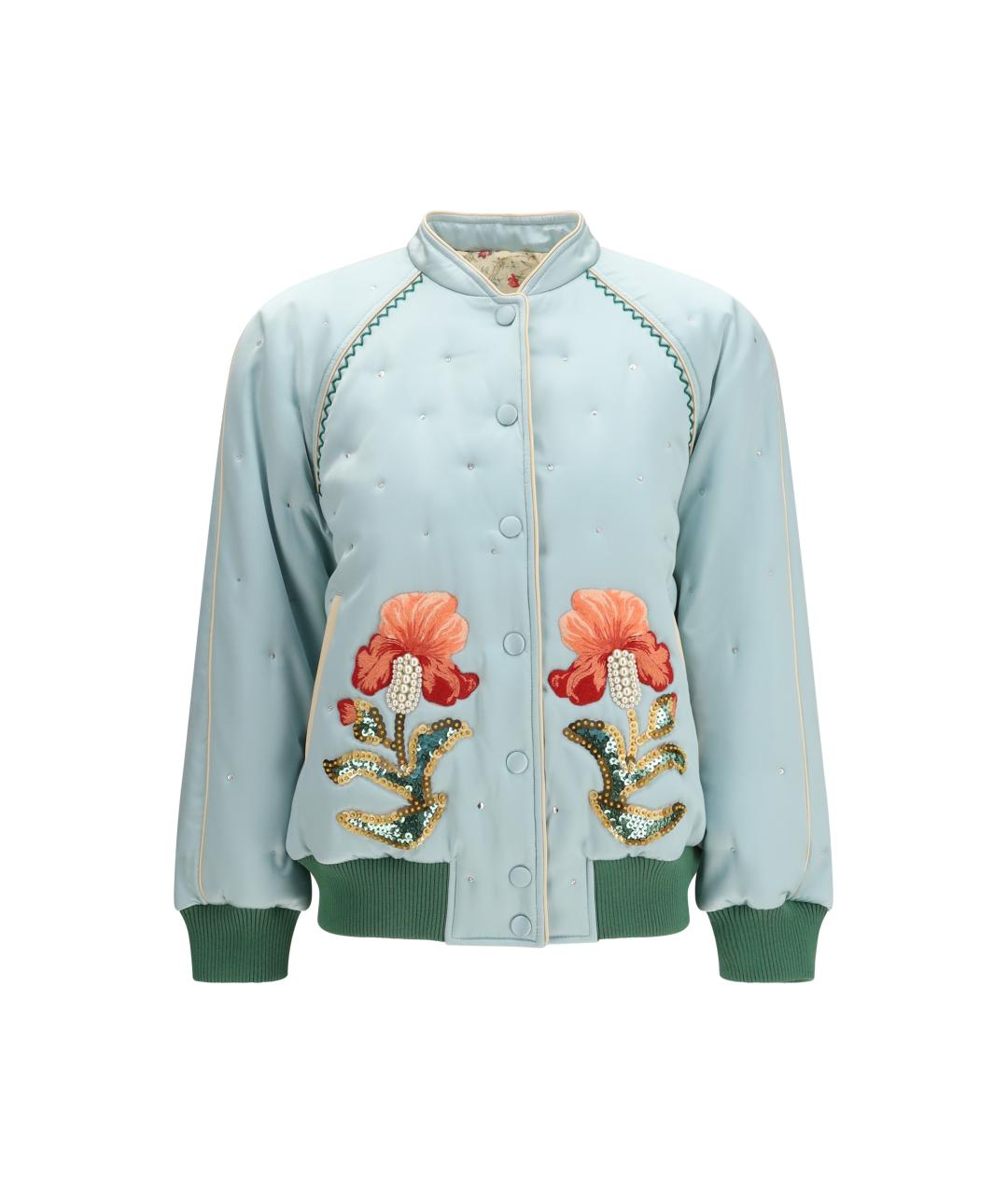 VALENTINO Голубая шелковая куртка, фото 1