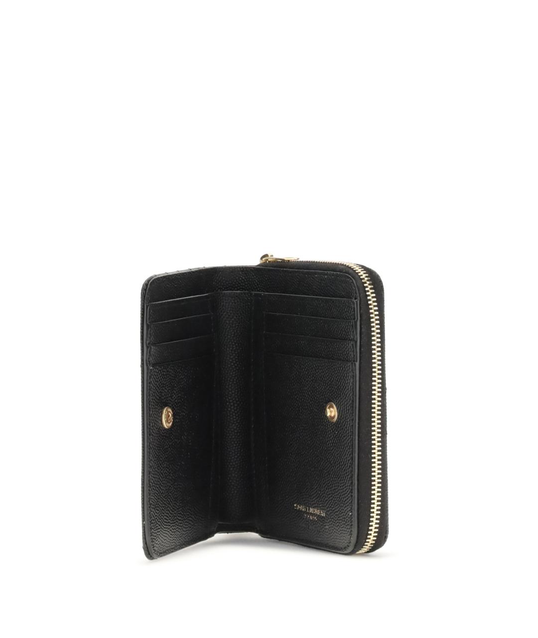 SAINT LAURENT Черный кожаный кошелек, фото 3