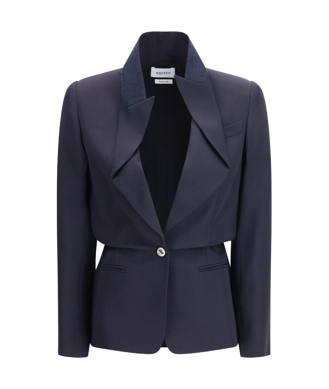 ALEXANDER MCQUEEN Темно-синий шерстяной жакет/пиджак, фото 1