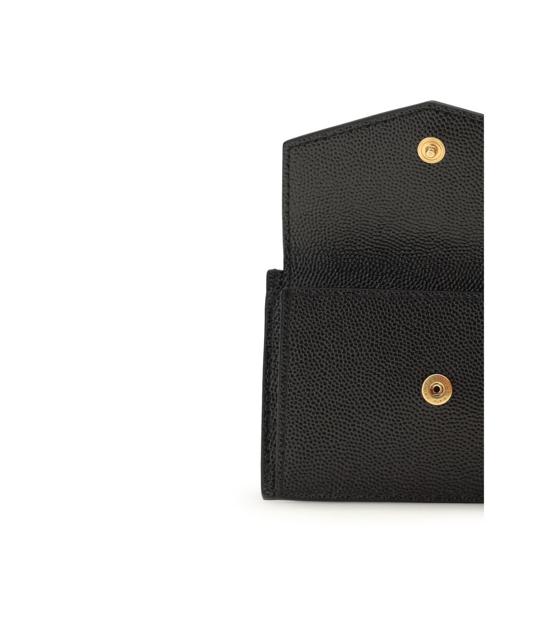 SAINT LAURENT Черный кожаный кардхолдер, фото 3