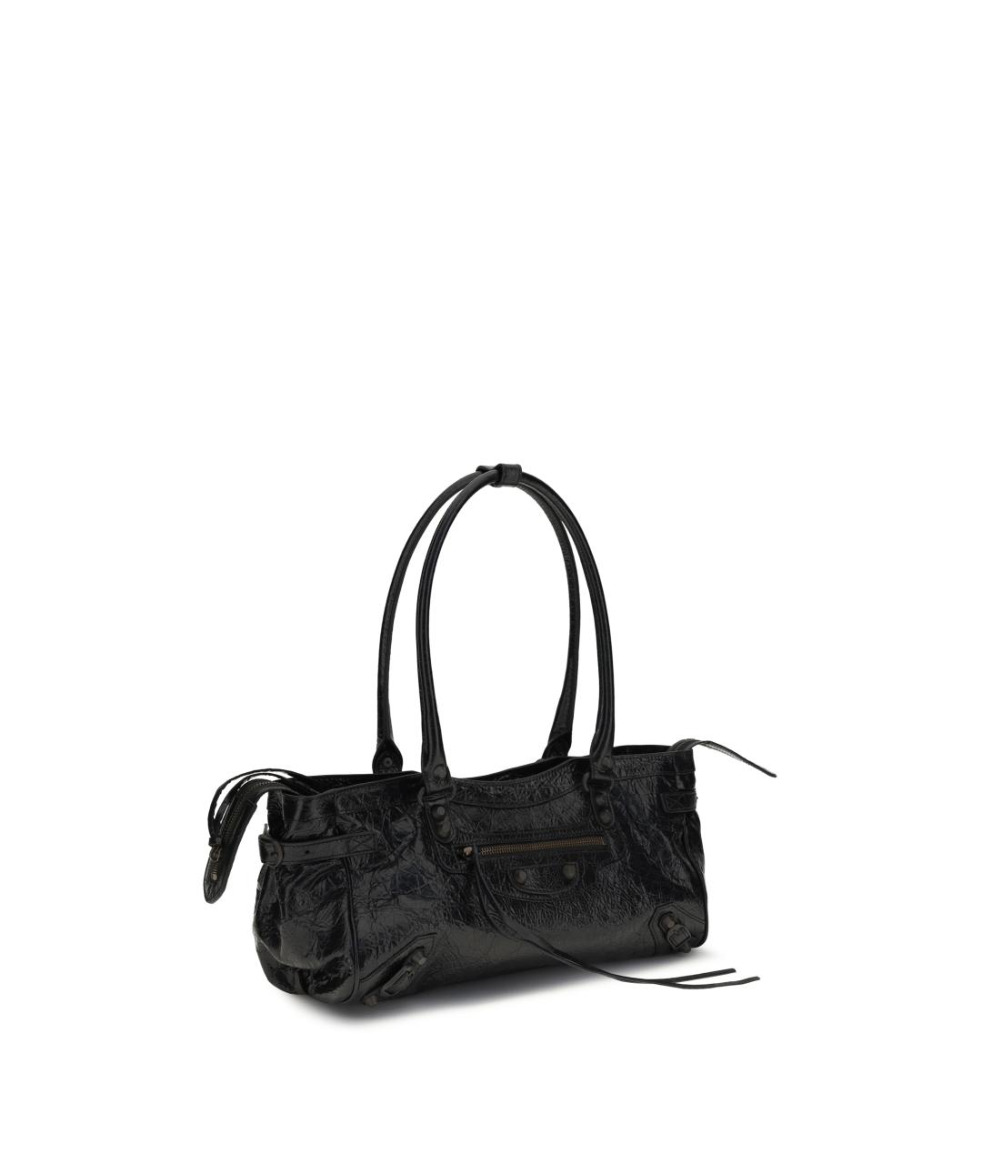 BALENCIAGA Черная кожаная сумка через плечо, фото 2