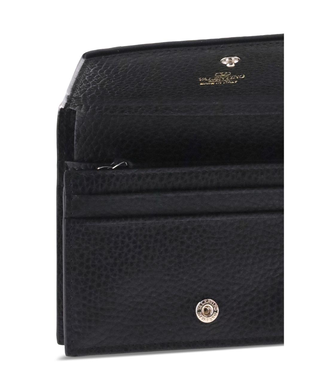 VALENTINO Черный кожаный кошелек, фото 3