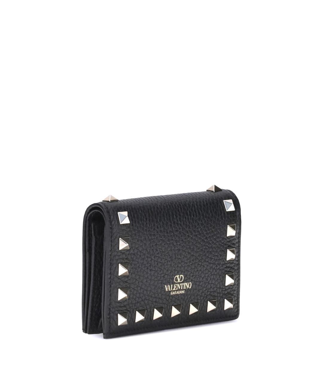 VALENTINO Черный кожаный кошелек, фото 2