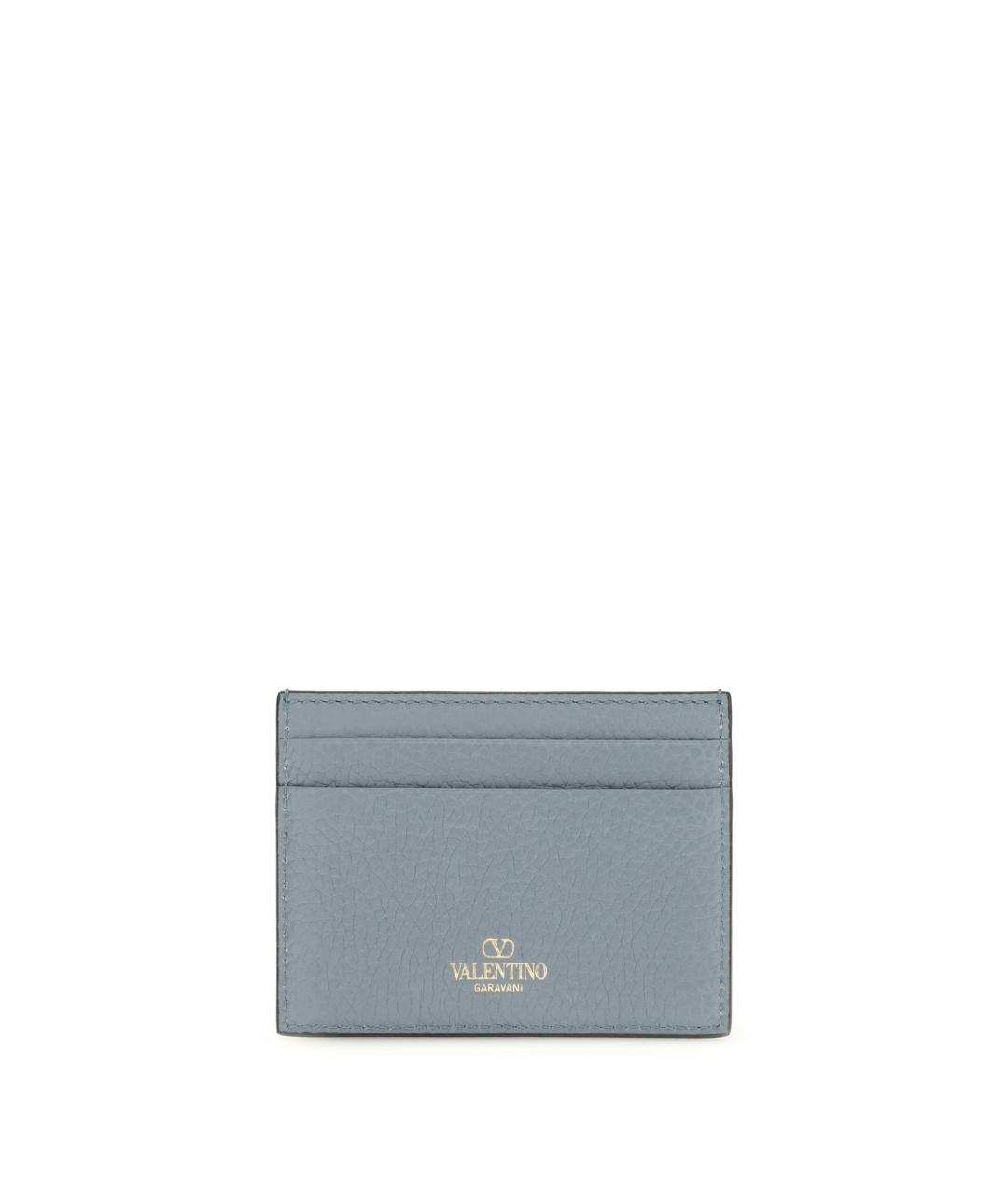 VALENTINO Голубой кожаный кардхолдер, фото 2