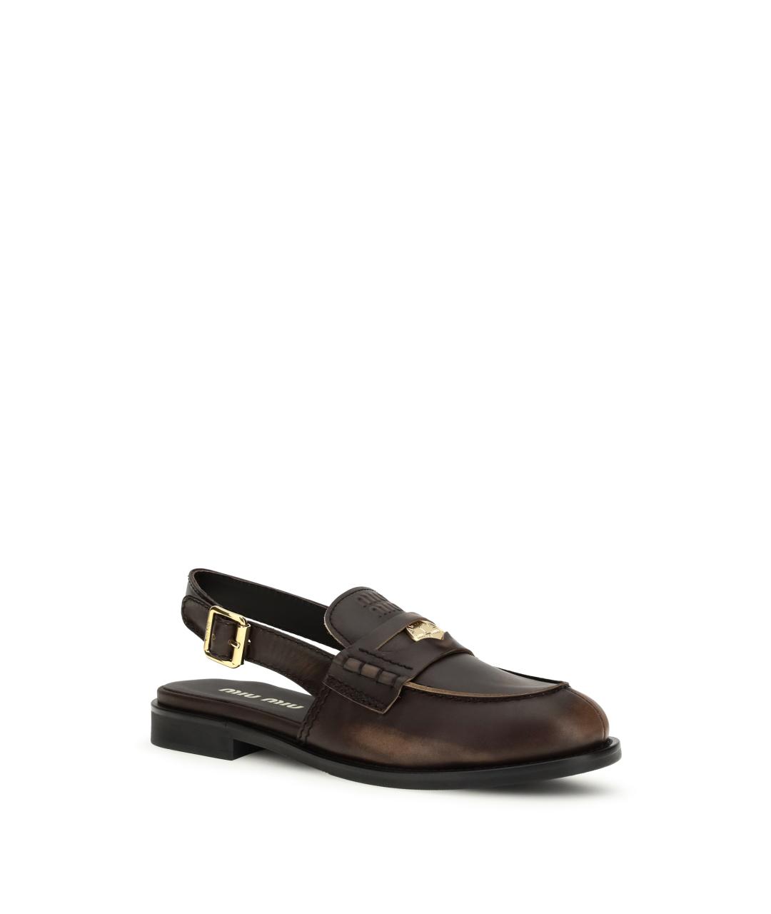 MIU MIU Коричневые кожаные лоферы, фото 2