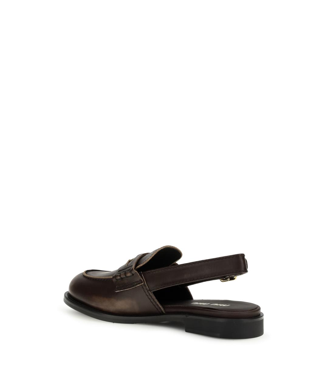 MIU MIU Коричневые кожаные лоферы, фото 3