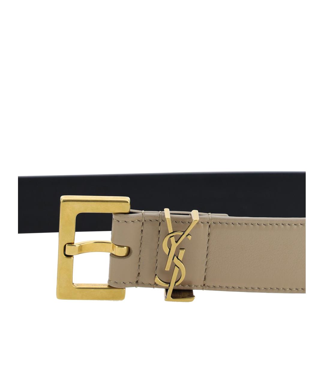 SAINT LAURENT Бежевый кожаный ремень, фото 3