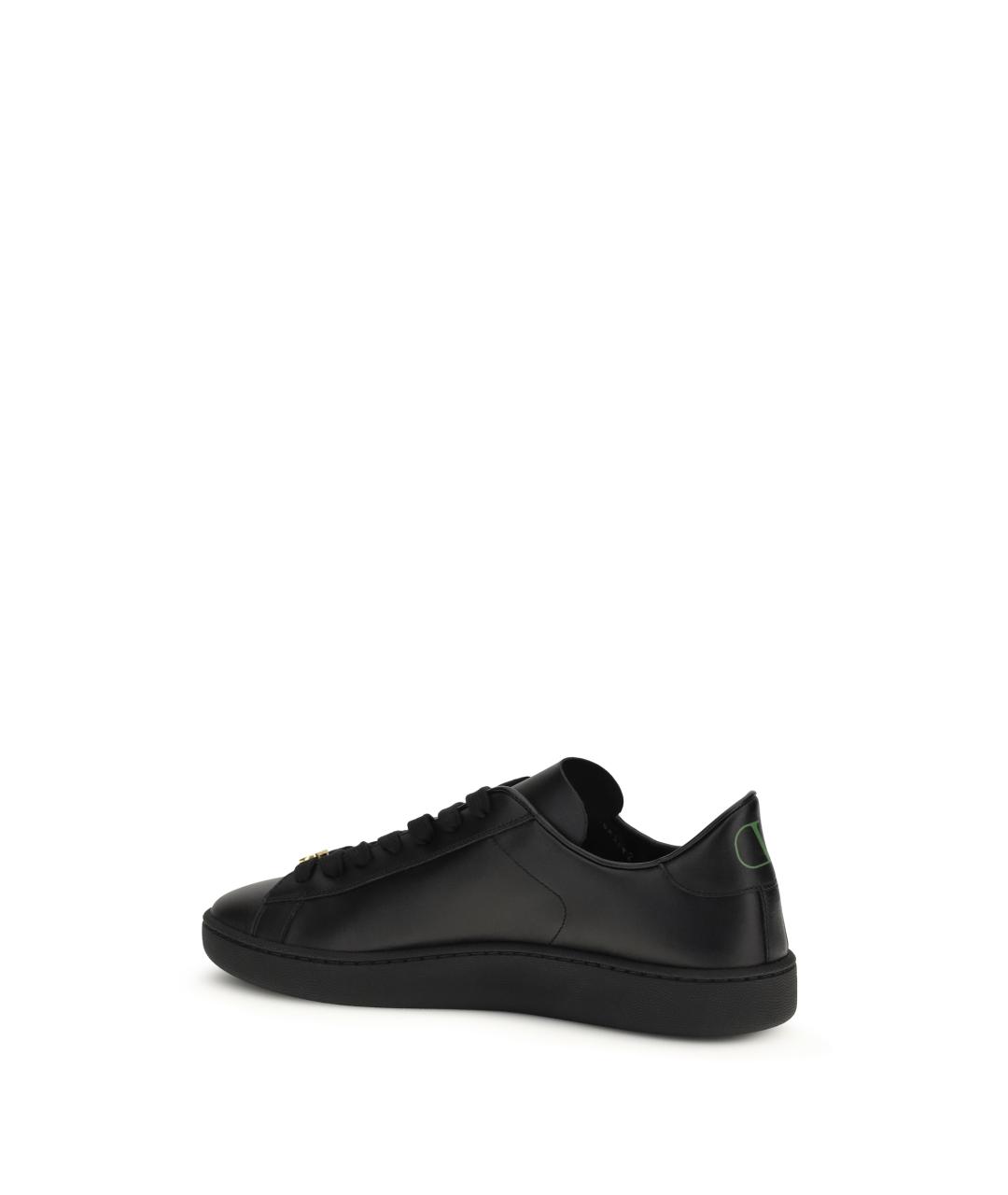 VALENTINO Черные кожаные низкие кроссовки / кеды, фото 3